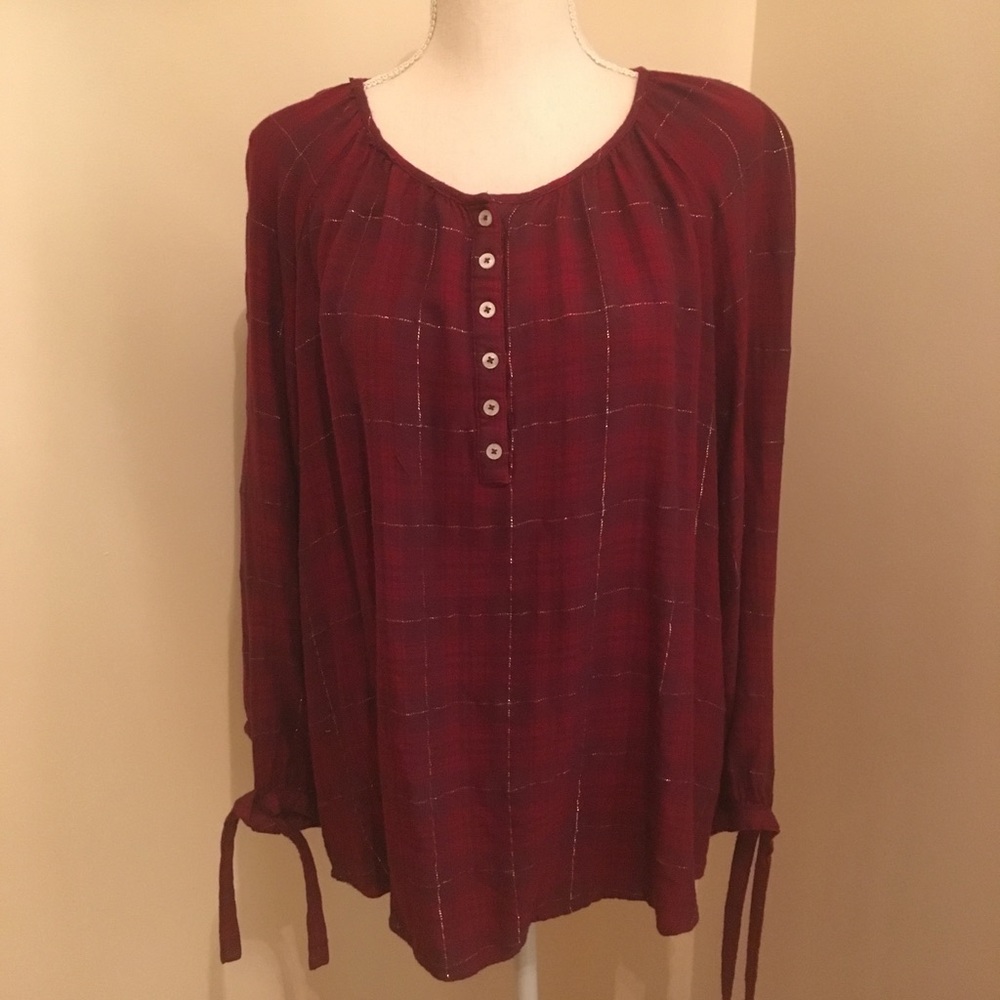 Burgundy Flannel Blouse